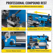 Charger l'image dans la visionneuse de galerie, Amocart Mini Metal Lathe Machine 7"x14" 550W 180x350mm Variable Speed + 3 Jaw Chuck for Metalworking Turning Drilling Threading
