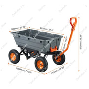 Charger l'image dans la visionneuse de galerie, Amocart Dump Cart Poly Garden Dump Cart Easy to Assemble Steel Frame Dump Wagon with 2-in-1 Convertible Handle Safe Transport
