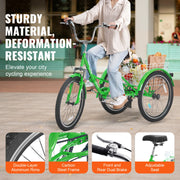 Bild in Galerie-Viewer laden, Amocart 20-26inch Folding Adult Tricycle 7 Speed Carbon Steel 3 Wheels with Basket Adjustable Seat Shopping Picnic For Seniors
