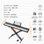 Amocart 88 Key Digital Piano Keyboard Semi Weighted Keys Full Size Electric Portable Keyboard Piano Set 1000Tones for Beginners