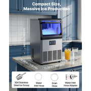 Charger l'image dans la visionneuse de galerie, Amocart 80lbs-440lbs/24H Commercial Ice Maker Machine Stainless Steel Ice Maker with LED Display &amp; Self-Cleaning for Bar Home
