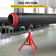 Load image into Gallery viewer, Amocart Pipe Holding Stand with Roller Head V-Head Folding Tripod Jack 12 inch Capacity Pipe working Supporting Clamped Tool
