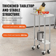 Bild in Galerie-Viewer laden, Amocart Stainless Steel Work Table 500 LBS Load Capacity w/4 Wheels 3 Adjustable Height Levels Heavy Duty Food Prep Worktable
