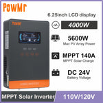 4KW Hybrid Solar Inverter DC 24V to 110V 120V AC With 140A MPPT Solar Charge Controller Max PV Power 5400W Fit Lithium Battery