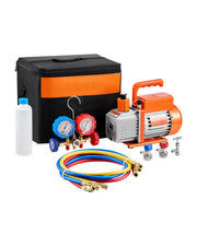 Load image into Gallery viewer, Amocart 3.5 CFM 4.5 CFM Vacuum Pump &amp; Gauge Set, Single Stage Rotary Vane HVAC &amp; Hoses for R134a R12 R22 R502a R410A R404 R407C
