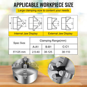 Charger l'image dans la visionneuse de galerie, Amocart K72-125 Lathe Chuck 5 Inch 4-Jaw Independent Reversible Jaw Metal Lathe Chuck Turning Machine Accessories, Lathes Use
