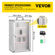 Charger l'image dans la visionneuse de galerie, Amocart 36 Slots Cell Phone Cabinet Silver Aluminum Alloy Pocket Chart Wall Mounted Storage Locker Box for Classroom Office Gym
