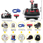 Load image into Gallery viewer, Amocart 5/8in1 15x15"/12x15"Dual-tube Heating Insulation Cotton Heat Press Sublimation Machine 360°Swing Design for Tshirts Etc
