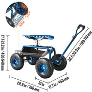 Charger l'image dans la visionneuse de galerie, Amocart Garden Cart Rolling Workseat with Wheels Gardening Stool for Planting 360Degree Swivel Seat Wagon Scooter with Steering
