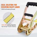 Amocart Ratchet Tie Down Straps (4PK) 10000 lb Break Strength Double J Hook for Moving Securing Cargo Appliances Lawn Equipment
