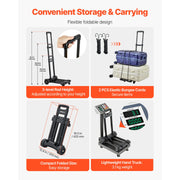 Bild in Galerie-Viewer laden, SucceBuy 290LBS Folding Hand Truck Collapsible Luggage Cart with 4 Wheels &amp; Expandable Base Platform Dolly for Cargo Moving
