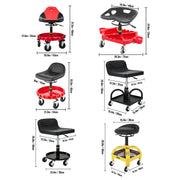 Bild in Galerie-Viewer laden, Amocart Rolling Garage Stool Car Detailing Stool Adjustable Height Mechanic Seat With Tool Tray Workshop Auto Repair Shop Stool
