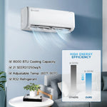 Mini Split Air Conditioner Heat Pump, 18000 BTU 21 SEER2 208V-230V, Energy Star, Remote Control for Rooms up to 1250, Custom