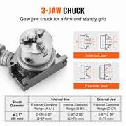 Bild in Galerie-Viewer laden, Amocart Precision Milling Rotary Table 4''/100mm Horizontal Vertical Model with 3-Jaw Chuck Indexing Tools for Milling Machines
