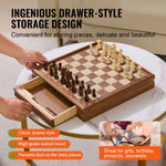 SucceBuy Solid Wood Chess Set  2-IN-1 Chess Checkers Game Set Chess Board Games for Adults Kids Tournament Professional Beginner