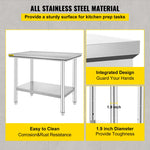SucceBuy Kitchen Work Bench Commercial Catering Table Worktable with Undershelf Stainless Steel 330LBS 286LBS Restaurant Garage