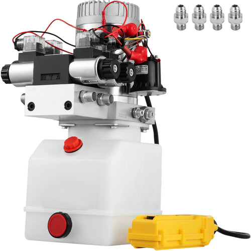 Amocart 12V DC Double Acting Solenoid Hydraulic Power Pack Car Jack With 4.5L Tank Reservoir Dump Trailer Electric Lifting Tool