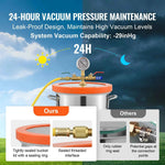 Amocart 3/5 Gal Upgraded Tempered Glass Lid Vacuum Degassing Chamber 304 Stainless Steel for Stabilizing Wood, Resin Degassing