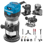 Amocart 800W Soft Start Compact Router Kit Variable Speed 10000-30000Rpm with Fixed Base, Plunge Base, Tilt Base and Offse Base