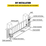 Charger l'image dans la visionneuse de galerie, Amocart Electric Sliding Gate Opener with 2 Remote Controls Gate Operator Hardware Heavy Duty Track Driveway Motor for Security
