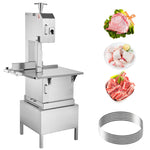 SucceBuy Commercial Electric Meat Bandsaw Stainless Steel Vertical Bone Sawing Frozen Meat Cutter with 6 Blades for Pork Beef