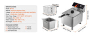 Charger l'image dans la visionneuse de galerie, Amocart Commercial Deep Fryer Electric Countertop Fryer with Basket Stainless Steel Single Oil Fryer with Time &amp; Temp Control
