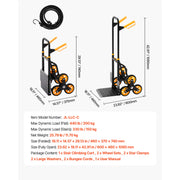 Charger l'image dans la visionneuse de galerie, Amocart 440/770 lbs Folding Hand Truck Dolly with 6 Wheels &amp; 2 Elastic Ropes Stair Climbing Cart for Shopping Moving Warehouse
