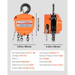 Amocart Hand Chain Hoist Manual Chain Block with Upgrade G80 Galvanized Chain 10 ft/20ft Lifting Height Pulley Hoist for Garage