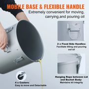 Charger l'image dans la visionneuse de galerie, Amocart 10 Gal Fryer Grease Bucket Oil Disposal Caddy with Caster Base Carbon Steel Rust-Proof Coating Oil Transport Container
