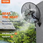 SucceBuy 4 Sizes Wall-Mount Misting Fan 3-speed IP44 Waterproof Oscillating Wall Fan Max. 9500 CFM Wall Mounted Fan for Home