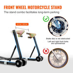 Amocart Motorcycle Stand Lift 850lbs Front Rear Combo Stand Lift Stand Front&Rear Wheel Fork Stand Heavy Duty Rear Wheel Stand