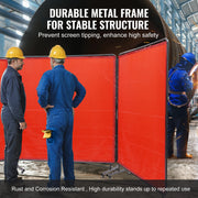 Load image into Gallery viewer, Amocart Welding Screen with Frame 6' x 8' Flame-Resistant Vinyl 3 Panel Welding Curtain Screens 12 Swivel Wheels for Workshop
