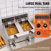 Load image into Gallery viewer, Amocart  12L Electric Deep Fryer w/Dual Removable Tanks Commercial Countertop  Fryer for Chicken French Fries Frying Chips
