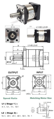 Load image into Gallery viewer, YunDuan Planetary Reducer Nema23 Stepper Motor Reducer Step-down Gearbox Ratio 4:1-100:1 14mm Shaft Less Than 20 arcmin
