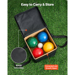 Amocart Bocce Ball Set 8 Resin Balls with Pallino Carry Bag and Measuring Rope Multi Color for Beach Lawn and Backyard Games