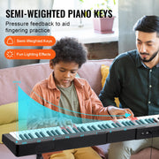 Bild in Galerie-Viewer laden, Amocart 88 Key Digital Piano Keyboard Semi Weighted Keys Full Size Electric Portable Keyboard Piano Set 1000Tones for Beginners
