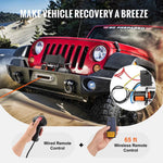 Amocart 6000lbs Electric Winch Car Truck Winch with 1/4 in 55 ft Synthetic Rope Wireless/Wired for Towing SUV Jeep Trailer Boat