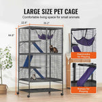 Amocart 64.6" Rolling Metal Ferret Cage Large 4-Tier Critter Nation Cage Small Animal Cage for Rats Hamster Guinea Chinchilla