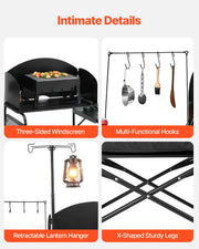 Bild in Galerie-Viewer laden, Amocart Camping Kitchen Table Folding Camp Cook Station Aluminum Portable Cook Station with Cupboard, Carrying Bag Windscreen
