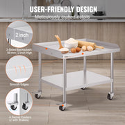 Load image into Gallery viewer, Amocart Stainless Steel Work Table Commercial Food Prep Worktable with 4 Wheels Heavy Duty Prep Worktable for Restaurant Home
