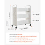 SucceBuy Rolling Library Book Cart 330lbs Capacity 30.3x15x48.0In Single Sided V-Shaped Shelves w/ 3 In Lockable Wheels for Home