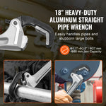 SucceBuy Pipe Wrench 18"Aluminum Straight Pipe Wrench Automatic Jaw Adjustment Adjustable Plumbing Wrench Easy to Carry for Pipe