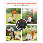 SucceBuy Battery-Powered Sprayer with Wheeled Cart Electric Weed Sprayer Adjustable Lawn Sprayers with Wheels Nozzles & Hose
