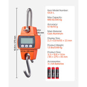 Bild in Galerie-Viewer laden, Amocart 660 lbs/300 kg Digital Crane Scale Portable Handheld Hanging Scale with LCD Display &amp; Hook for Farm Hunting Fishing
