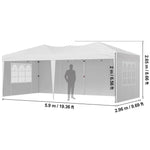 SucceBuy Pop Up Canopy 10x10FT Instant Canopy Portable Gazebo with 3 Sidewalls&2 Ventilated Windows Height Adjustable for Events