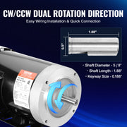 Charger l'image dans la visionneuse de galerie, Amocart 2HP Electric Motor 3450rpm AC 230V/460V Air Compressor Motor 3Phase 5/8" Keyed Shaft CW Rotation for General Equipment
