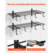 Charger l'image dans la visionneuse de galerie, Amocart 2-Tier Wall Mounted Garage Shelving Unit with Hooks 24 x 48in 260lbs Per Shelf Floating Storage Metal Rack for Home
