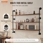 SucceBuy Industrial Pipe Shelf Wall-Mount Floating Rustic Wood Shelves Bracket Storage Rack Sundries Holder for Kitchen Bedroom