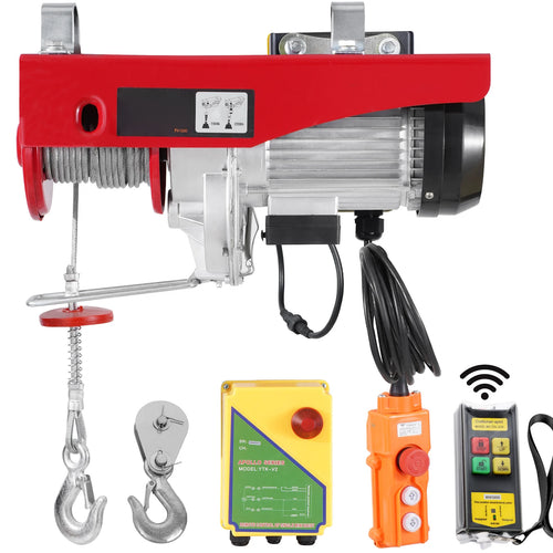 Amocart 2200 lbs Electric Hoist Single/Double Slings Lift Crane Hoist with Wireless/Wired Control Electric Winch for Garage
