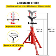 Load image into Gallery viewer, Amocart Pipe Holding Stand with Roller Head V-Head Folding Tripod Jack 12 inch Capacity Pipe working Supporting Clamped Tool
